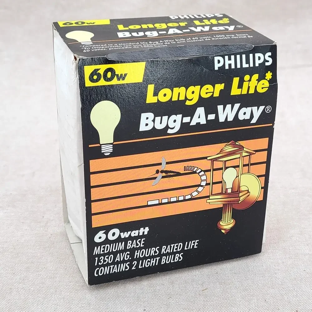 Philips Longer Life Bug-A-Way 60W Yellow Light Bulbs - 2-Pack - 1350 Avg. Hours